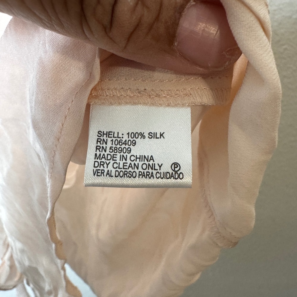 Antonio Melani Womens Pale Pink 100% Silk Sleeveless Front Tie Blouse Size M - Picture 3 of 5